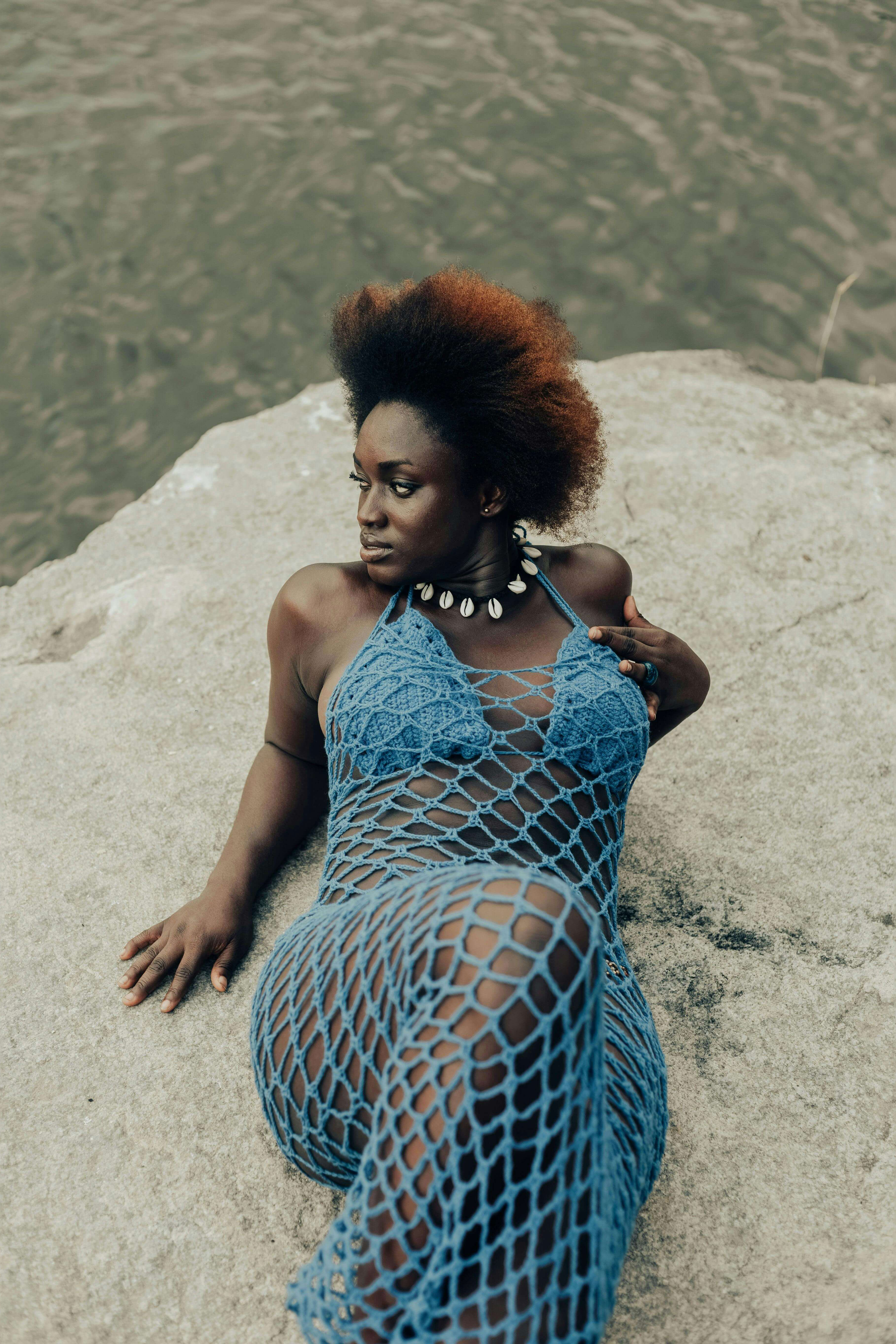 Woman in Crochet Outfit