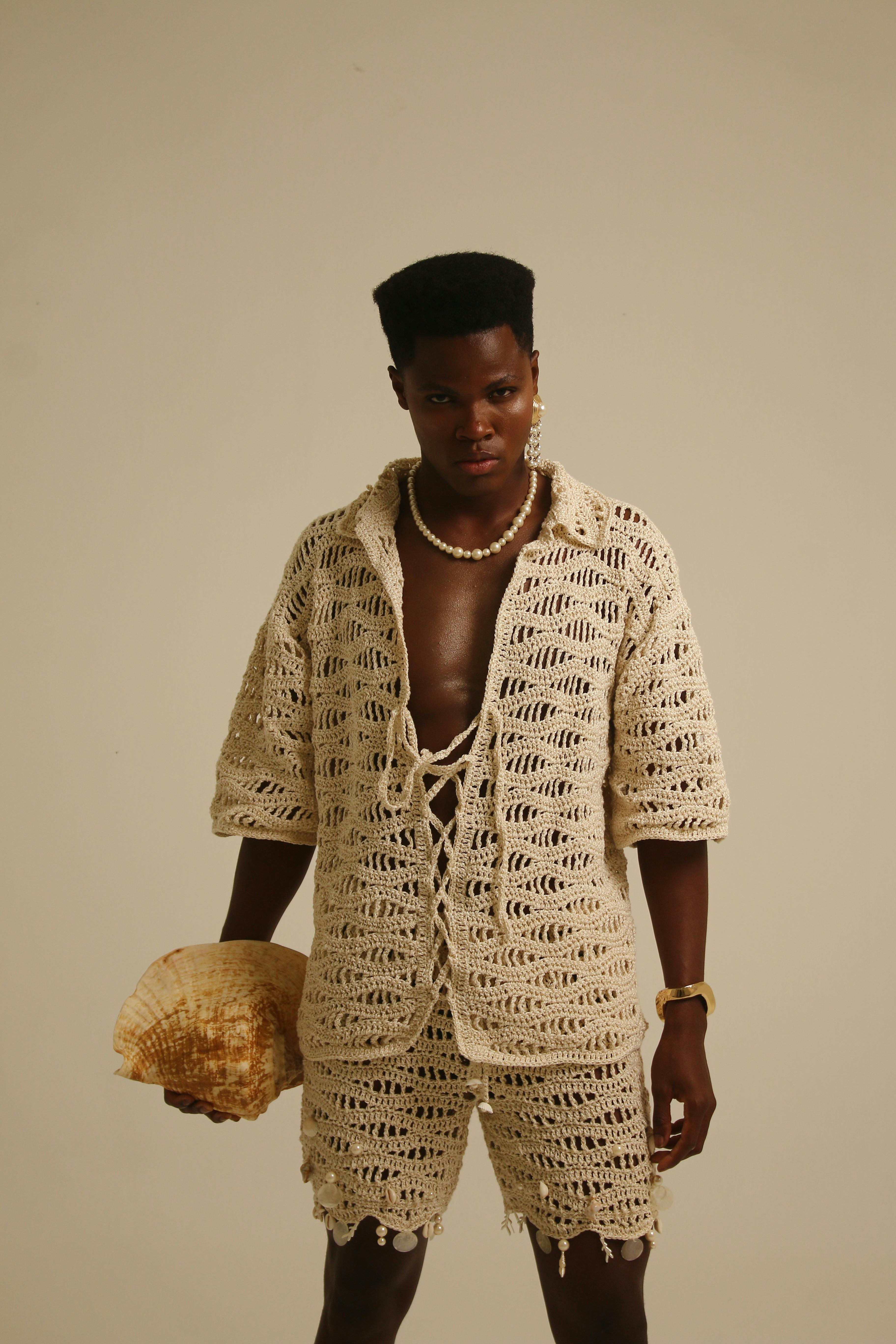 Man in Crochet Outfit