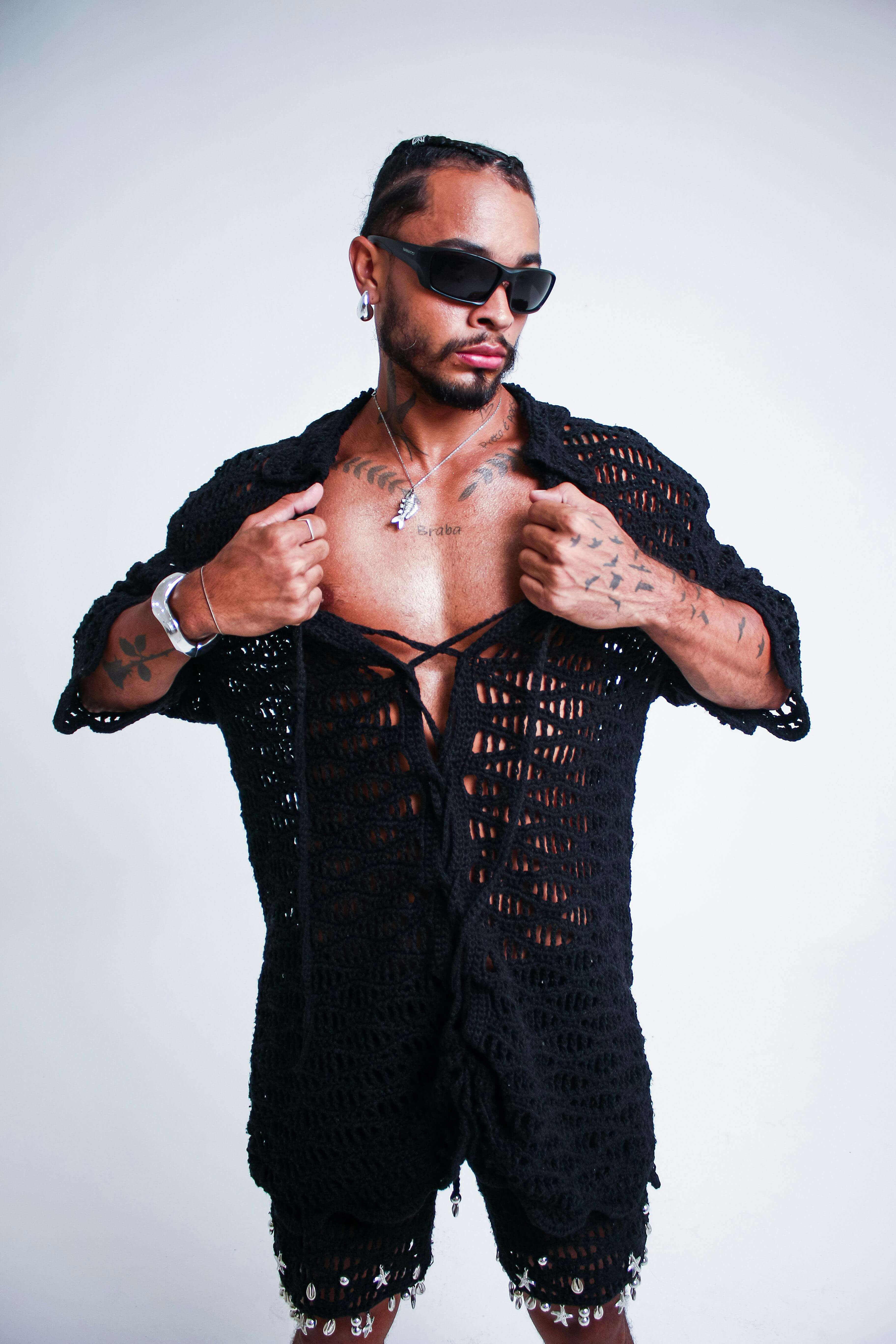 Man in Crochet Outfit